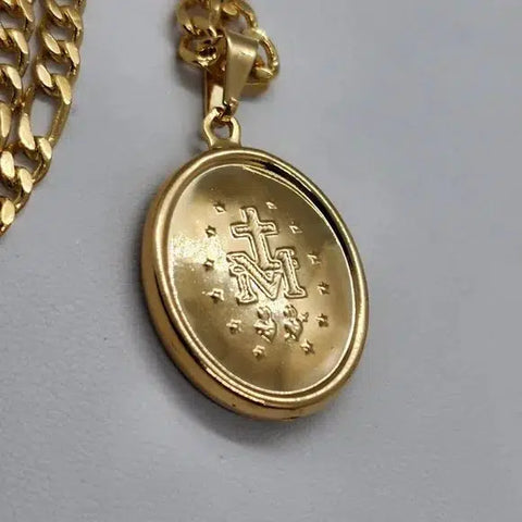 Brand New  Brazilian 18k Gold Filled Virgen Maria Necklace