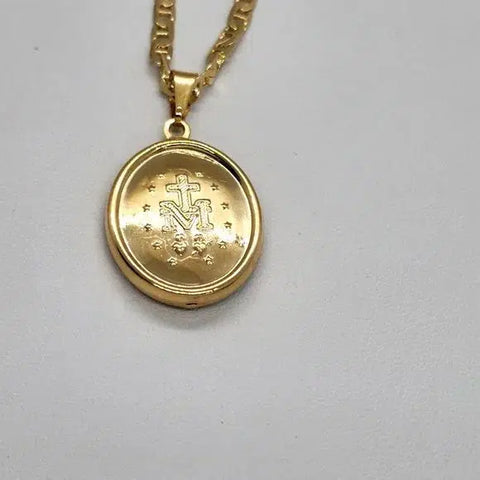 Brand New  Brazilian 18k Gold Filled Virgen Maria Necklace