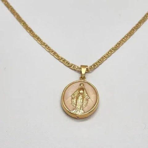 Brand New  Brazilian 18k Gold Filled Virgen Maria Necklace