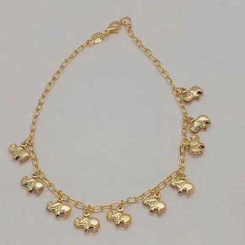 Brand New Brazilian 18k Gold Filled Elephants Anklet