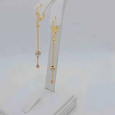 Brand New Brazilian 18k Gold Filled Beaded Dangle Earrings