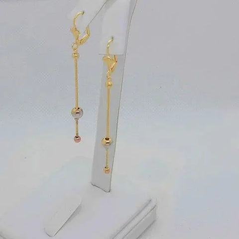 Brand New Brazilian 18k Gold Filled Beaded Dangle Earrings