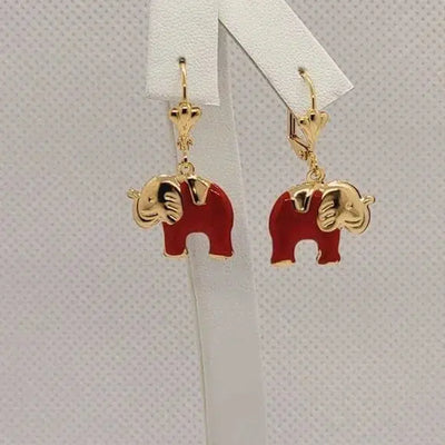 Brand New Brazilian 18k Gold Filled Orange Elephants Earrings