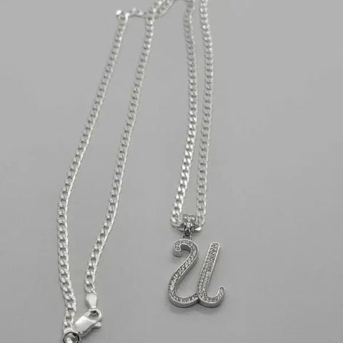 Brand New Sterling Silver 925 Letter U Necklace