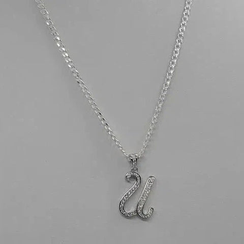 Brand New Sterling Silver 925 Letter U Necklace