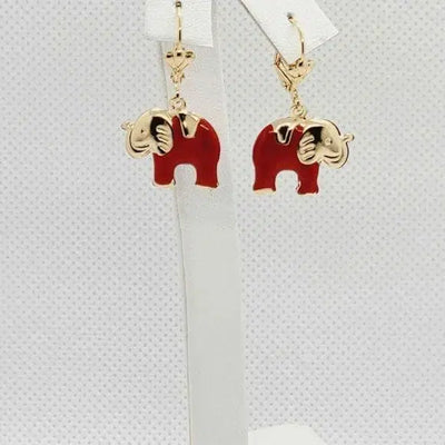 Brand New Brazilian 18k Gold Filled Orange Elephants Earrings