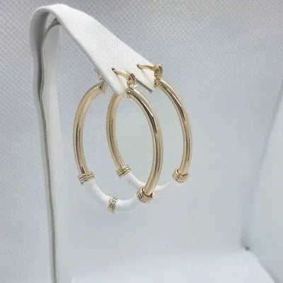 Brand New Brazilian 18k Gold Filled Beautiful Oval WHITE Earrings