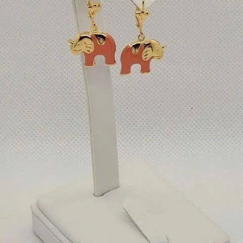 Brand New Brazilian 18k Gold Filled Peach Color Elephant Earrings