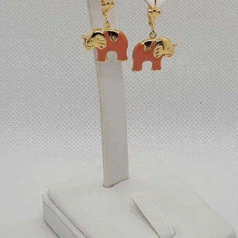 Brand New Brazilian 18k Gold Filled Peach Color Elephant Earrings