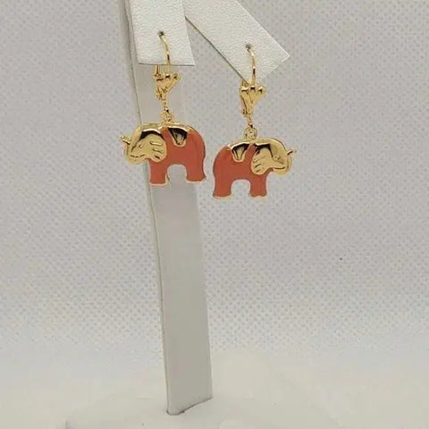 Brand New Brazilian 18k Gold Filled Peach Color Elephant Earrings