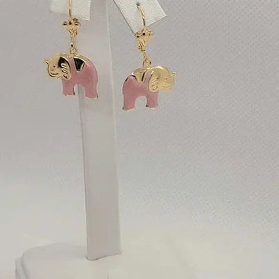 Brand New Brazilian 18k Gold Filled Pink Elephant Earrings