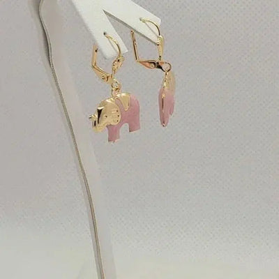 Brand New Brazilian 18k Gold Filled Pink Elephant Earrings