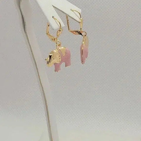 Brand New Brazilian 18k Gold Filled Pink Elephant Earrings