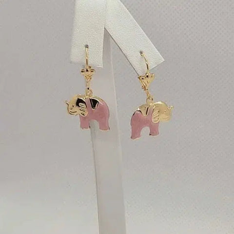 Brand New Brazilian 18k Gold Filled Pink Elephant Earrings