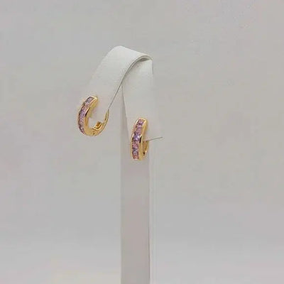 Brand New Brazilian 18k Gold filled with Purple & Pink Gems Earrings