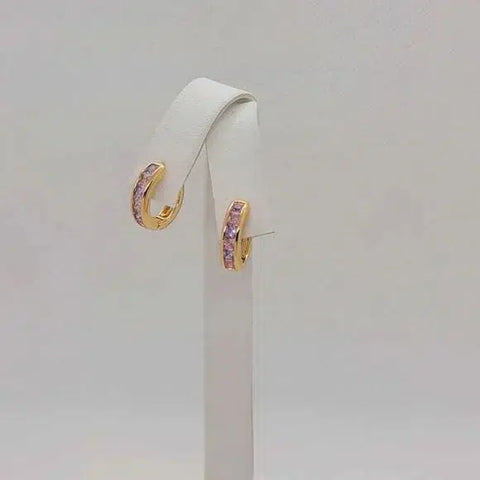 Brand New Brazilian 18k Gold filled with Purple & Pink Gems Earrings