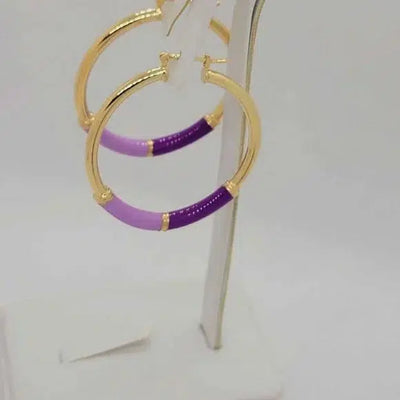 Brand New Brazilian 18k Gold Filled Purple Hoops Earrings