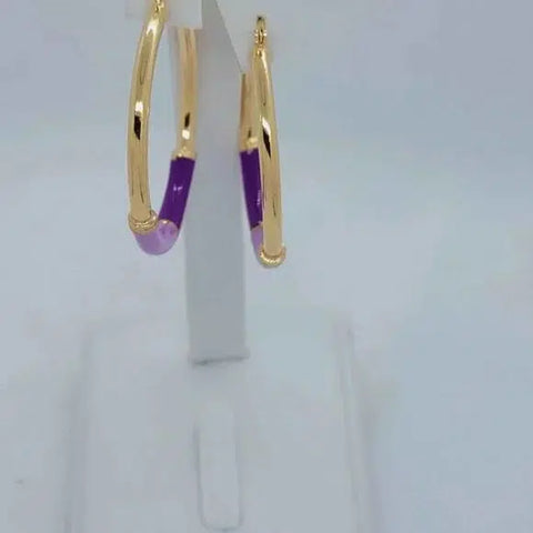 Brand New Brazilian 18k Gold Filled Purple Hoops Earrings