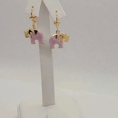 Brand New Brazilian 18k Gold Filled Light Purple Elephant Earrings