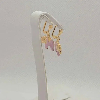 Brand New Brazilian 18k Gold Filled Light Purple Elephant Earrings