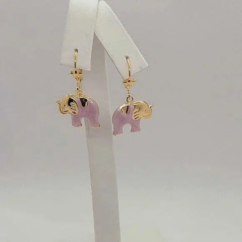 Brand New Brazilian 18k Gold Filled Light Purple Elephant Earrings