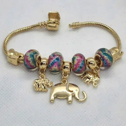 Brand New Brazilian 18k Gold Filled Multi Elephants Bracelet