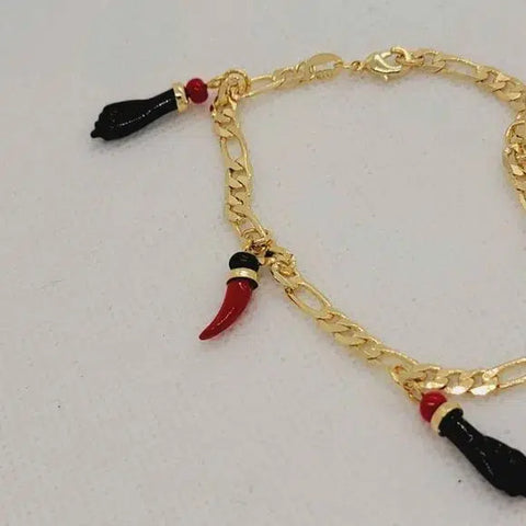 Brand New Brazilian 18k Gold Filled Figa and Pepper Bracelet