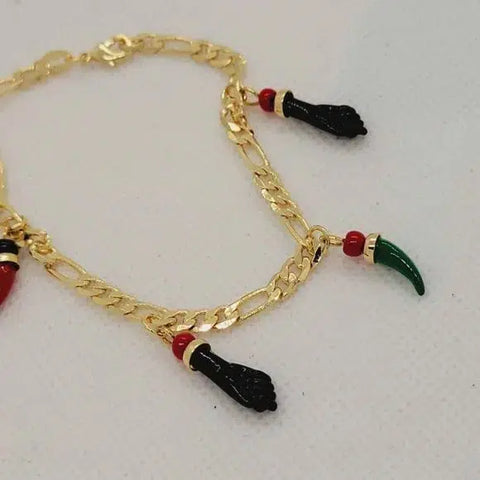 Brand New Brazilian 18k Gold Filled Figa and Pepper Bracelet