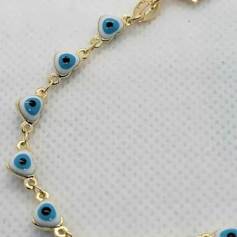 Brand New Brazilian 18k Gold Filled Heart Evil Eye Bracelet