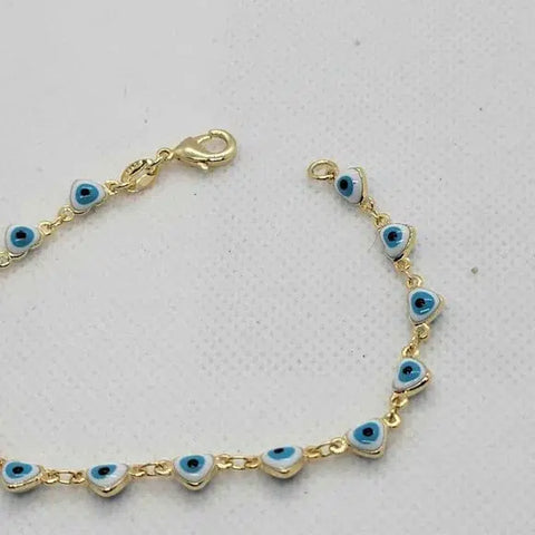 Brand New Brazilian 18k Gold Filled Heart Evil Eye Bracelet