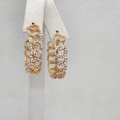 Brand New Brazilian 18k Gold Filled Cuban Link Style Hoop Earrings