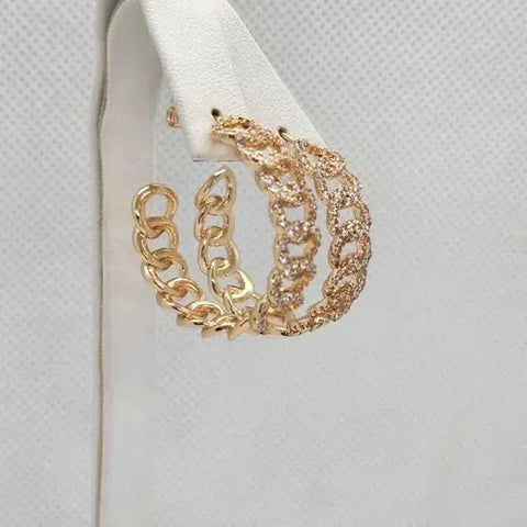 Brand New Brazilian 18k Gold Filled Cuban Link Style Hoop Earrings