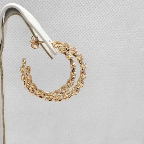 Brand New Brazilian 18k Gold Filled Cuban Link Style Hoop Earrings