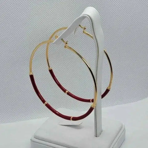 Brand New Brazilian 18k Gold Filled Red Gold Color Earrings Hoops