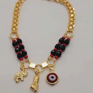 Brand New Brazilian 18k Gold Filled Red Evil Eye & Elephant Azabache Bracelet