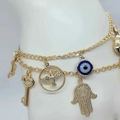 Brand New Brazilian 18k Gold Filled Multi Charms Bracelet