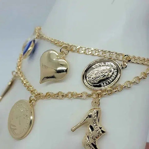 Brand New Brazilian 18k Gold Filled Multi Charms Bracelet