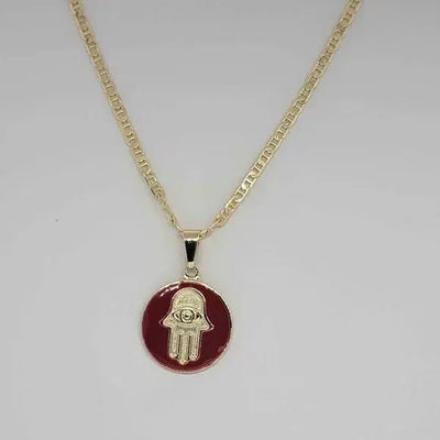 Brand New  Brazilian 18k Gold Filled Hamsa with Red Necklace