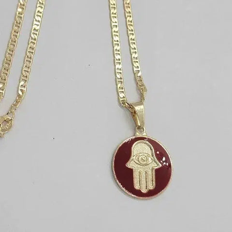 Brand New  Brazilian 18k Gold Filled Hamsa with Red Necklace