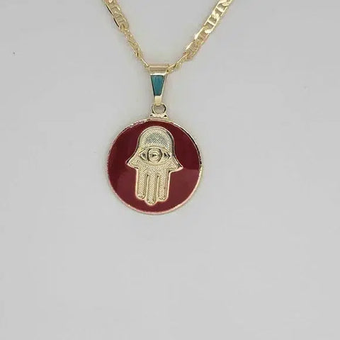 Brand New  Brazilian 18k Gold Filled Hamsa with Red Necklace