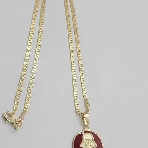 Brand New  Brazilian 18k Gold Filled Hamsa with Red Necklace