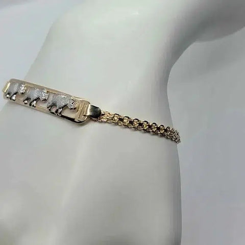 Brand New Brazilian 18k Gold Filled 3 Elephants Bracelet