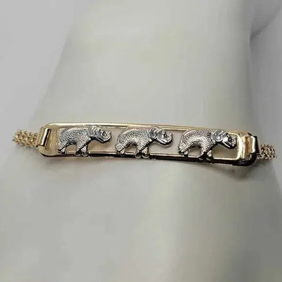 Brand New Brazilian 18k Gold Filled 3 Elephants Bracelet