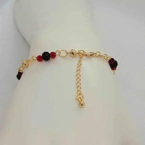 Brand New Brazilian 18k Gold Filled Elephant Red/Black Beaded Bracelet