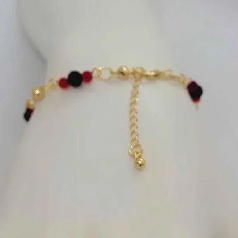 Brand New Brazilian 18k Gold Filled Elephant Red/Black Beaded Bracelet