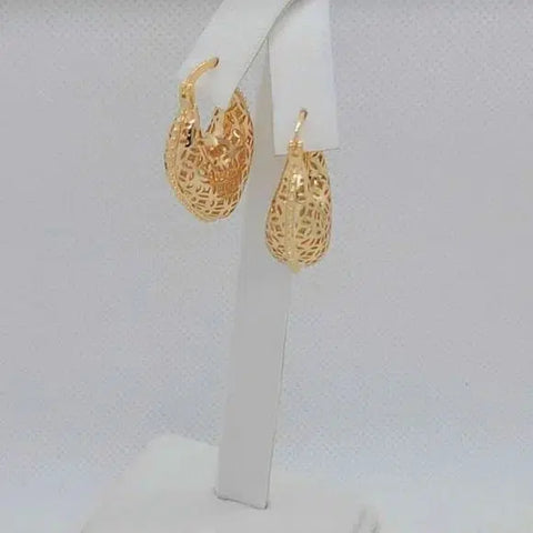 Brand New Brazilian 18k Gold Filled Earrings with V Designs