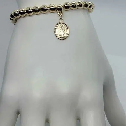 Brand New Brazilian 18k Gold Filled Virgen De Guadalupe Adjustable Bracelet