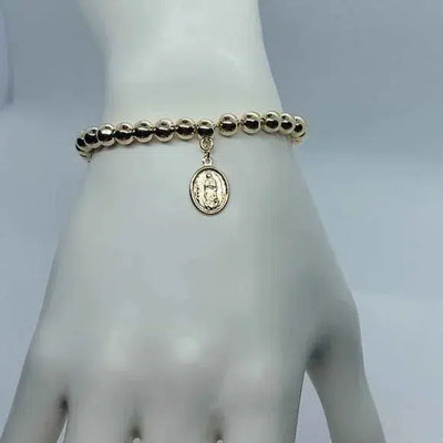 Brand New Brazilian 18k Gold Filled Virgen De Guadalupe Adjustable Bracelet