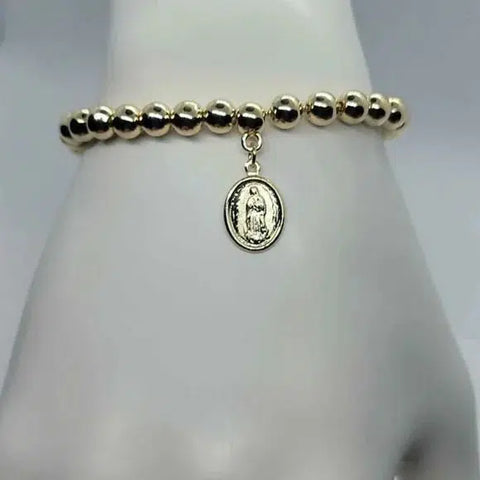 Brand New Brazilian 18k Gold Filled Virgen De Guadalupe Adjustable Bracelet