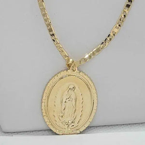 Brand New Brazilian 18k Gold Filled Virgen De Guadalupe Necklace